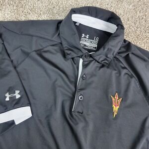 Under Armour ASU Sun Devils Cold Black Mens Large Performance Stretch Polo SS